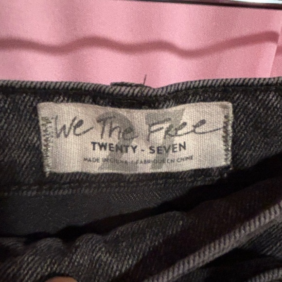 We The Free Black Frayed Asymmetrical Wrap Mini with Button Fly Closure. - Picture 2 of 5